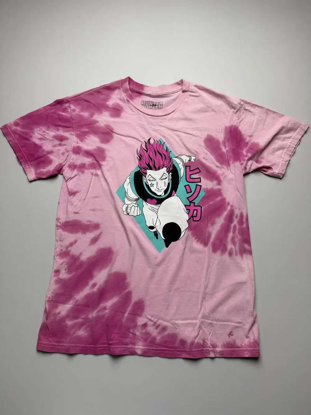 Hunter X Hunter Shirt Mens Large Pink Hisoka Tie-Dye Graphic Tee Anime Tagless